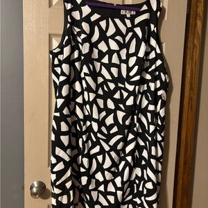 Jones Studio Black and White Abstract Mini Dress